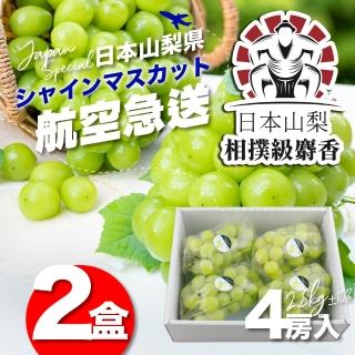 【果樹寶石】日本山梨縣相撲級麝香葡萄4大房禮盒X2(航空急送 富士山北側御選果園)