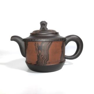 【助理工藝美術師 朱秋平】靈犬如意紋壺 400cc(紫砂 正品 宜興 紫砂壺 收藏級美品 贈高級錦盒)