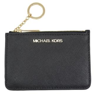 【Michael Kors】經典LOGO信用卡證件鑰匙圈零錢包(黑)