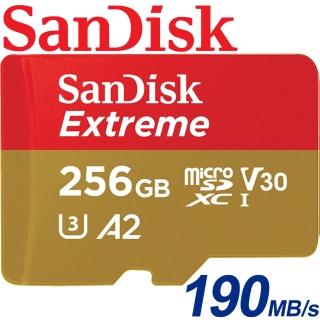 【SanDisk 晟碟】256GB 190MB/s Extreme microSDXC U3 V30 A2 記憶卡(平輸)