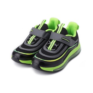 【GOODYEAR 固特異】21-23.5cm 元氣暢跑氣墊鞋 黑綠 大童鞋 GAKR28735