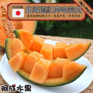 【阿成水果】日本空運北海道紅肉哈密瓜(1粒/1.6kg/盒)
