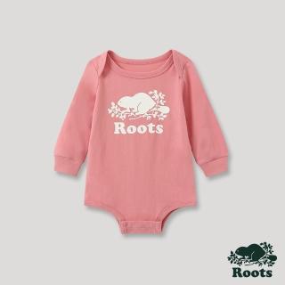 【Roots】Roots嬰兒-經典海狸LOGO有機棉包屁衣(粉色)