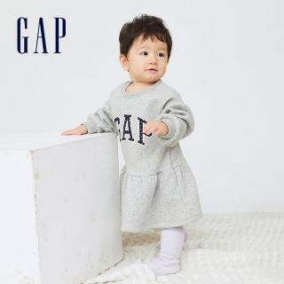 【GAP】嬰兒 Logo刷毛洋裝套裝(429676-淺灰色)