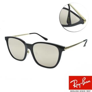 【RayBan 雷朋】水銀太陽眼鏡 本色登場 潮流方框款(黑 金 淺棕鏡片 #RB4333D 65075A-55mm)