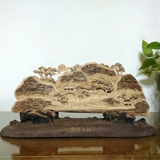 【桃花源創意工坊】江上行舟_純天然野生印尼加里曼丹沉香_木雕(沉香木雕)