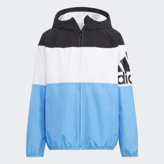 【adidas 愛迪達】外套 男童 女童 兒童 運動外套 風衣外套 亞規 JB STRWV JKT 黑白藍 HS1023