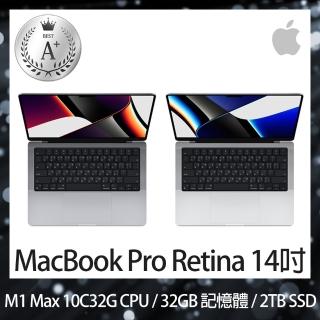 【Apple 蘋果】A+ 級福利品 MacBook Pro 14吋 M1 Max 10核心CPU 32核心GPU 32GB 記憶體 2TB SSD(2021)