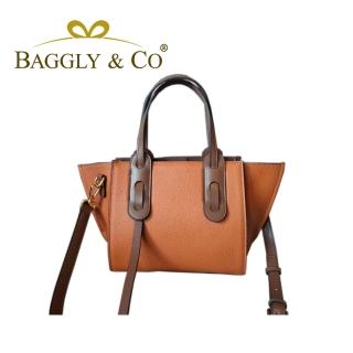 【BAGGLY&CO】斐妮雅撞色真皮翅膀包-棕色(三色)