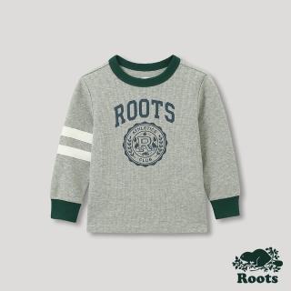 【Roots】Roots小童-運動派對系列 學院風LOGO滾邊長袖T恤(灰色)