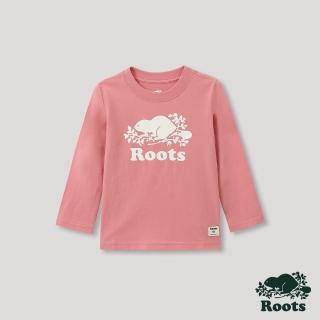 【Roots】Roots小童- 經典海狸LOGO有機棉長袖T恤(粉色)