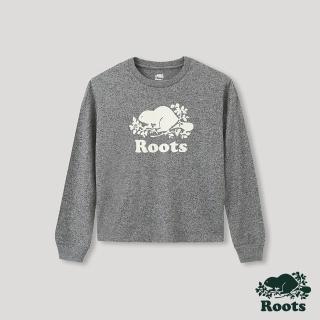 【Roots】Roots 女裝- 經典海狸LOGO長袖 T 恤(灰色)