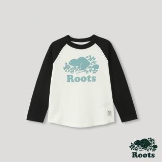 【Roots】Roots小童- 經典海狸LOGO有機棉棒球T恤(黑色)