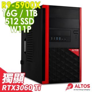 【Acer 宏碁】Altos P15F7 繪圖工作站 R9-5900X/16G/512SSD+1TB/RTX3060TI 8G/500W/W11P(獨顯雙碟)