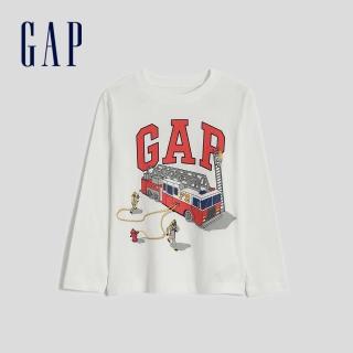 【GAP】男幼童 布萊納系列 Logo純棉長袖T恤(429046-白色)