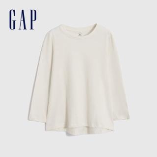 【GAP】女幼童 布萊納系列 純棉長袖T恤(425859-象牙白)