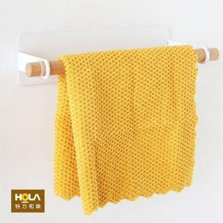 【HOLA】簡約白磁吸式木桿毛巾掛架21cm