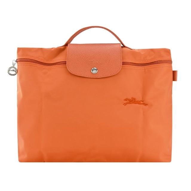 【LONGCHAMP】LE PLIAGE GREEN系列刺繡再生尼龍摺疊公事包(多色選)