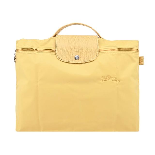 【LONGCHAMP】LE PLIAGE GREEN系列刺繡再生尼龍摺疊公事包(多色選)