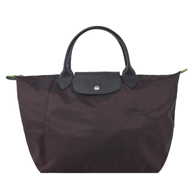 【LONGCHAMP】LE PLIAGE GREEN系列刺繡短把再生尼龍摺疊水餃包(中/多色選)