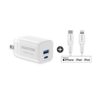 【Gigastone 立達國際】PD/QC3.0 33W急速快充充電器+C to Lightning MFi充電線(iPhone 14以下蘋果充電頭組)
