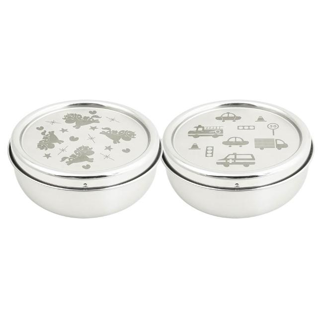 【KOM】矽膠/不鏽鋼兒童雙層隔熱碗3入組(碗*3+304湯匙*3+便當袋*1 信誼聯名/嘉年華/童趣系列)