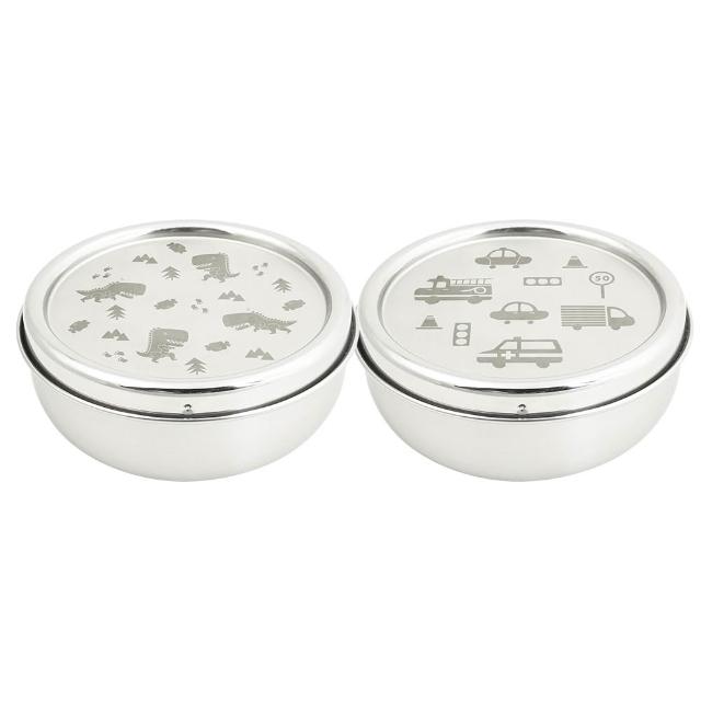 【KOM】矽膠/不鏽鋼兒童雙層隔熱碗3入組(碗*3+304湯匙*3+便當袋*1 信誼聯名/嘉年華/童趣系列)