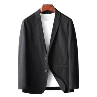 【巴黎精品】現貨+預購 西裝外套休閒西服(純色微皺彈力春夏男外套3色p1ac65)