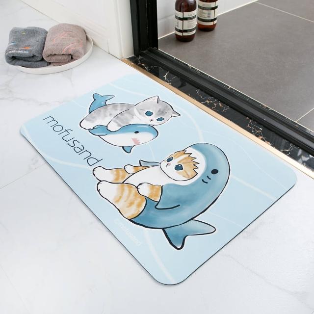 【巴芙洛】日本貓福珊迪硅藻土軟式吸水軟式踏墊40*60cm/4入(mofusand地墊/浴室踏墊)