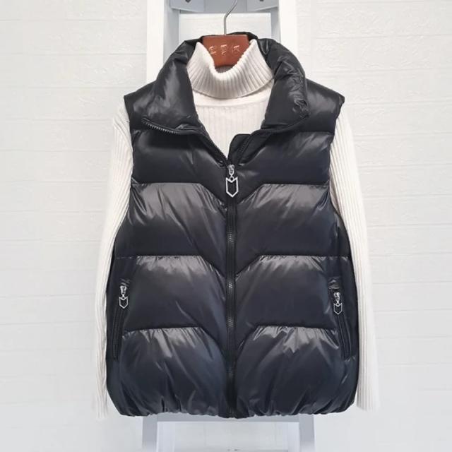 【巴黎精品】買一送一 現貨限搶 真90%白鴨絨羽絨背心羽絨衣(短款輕便寬鬆休閒防寒保暖女夾克3色p1ah22)