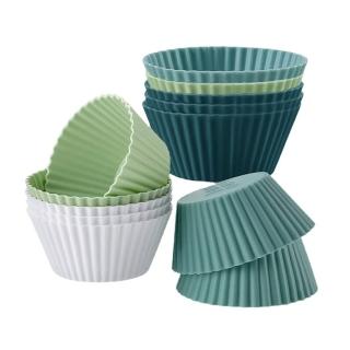 【烘焙模具】莫蘭迪色矽膠馬芬烤模-12杯(不沾黏 蛋糕模具 杯子蛋糕 蛋塔模 烤杯 點心 果凍 布朗尼 布丁)