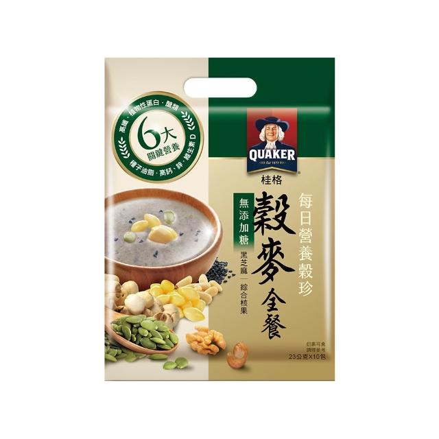 【QUAKER 桂格】每日營養穀珍麥片口味任選3袋(黑穀珍寶/核桃堅果-無糖/穀麥全餐-無糖/杏仁蓮子/鮮蔬野菇)