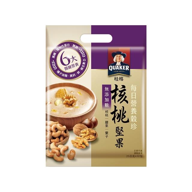 【QUAKER 桂格】每日營養穀珍麥片3袋(黑穀珍寶/核桃堅果-無糖/穀麥全餐-無糖/杏仁蓮子/鮮蔬野菇/鰹魚味噌)