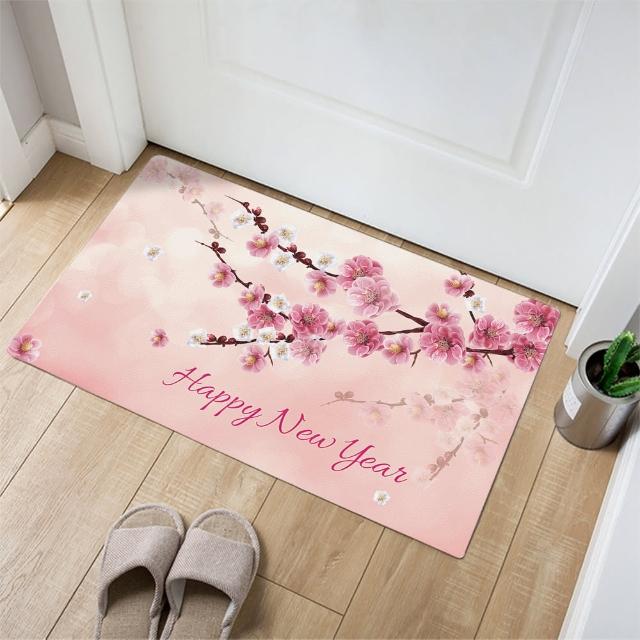 【半島良品】冬梅/皮革新年地墊防油防水防滑_45x75cm(減壓墊 舒壓墊 坐墊 踏墊 野餐墊)