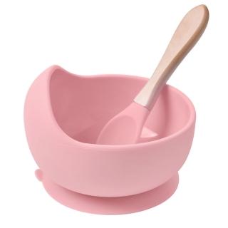 【吸穩please】嬰幼兒矽膠吸盤碗-附湯匙(食品級 防打翻 防滑碗 學習碗 寶寶碗 兒童餐具 副食品)