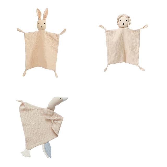 【Kori Deer 可莉鹿】純色質感小動物純棉紗布安撫巾(寶寶玩具安撫玩偶)