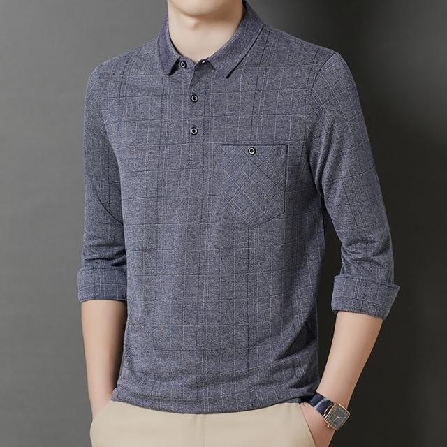 【Billgo】暗格紋口袋長袖POLO衫-3色 M-3XL碼 紳士休閒秋冬男上衣翻領T 襯衫袖