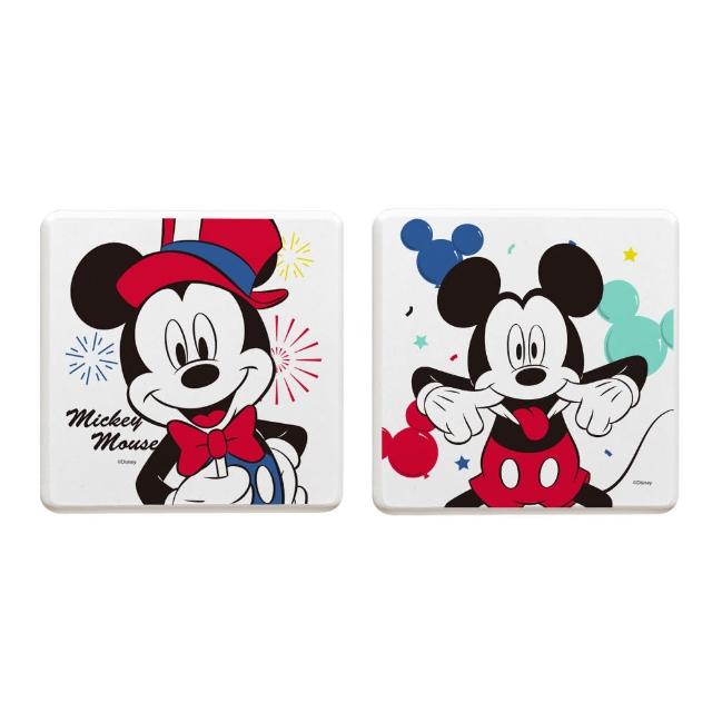 【收納王妃】Disney 迪士尼 米奇米妮派對系列 硬式珪藻土 吸水杯墊 2入/組(尺寸:10x10x0.9cm)