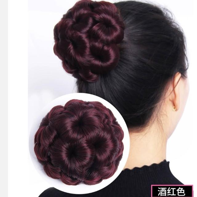 【HaNA 梨花】特惠自然蓬髮增加髮量抓夾款 髮圈款優雅花苞丸子頭假髮(假髮片 禿頭 白髮 髮包)