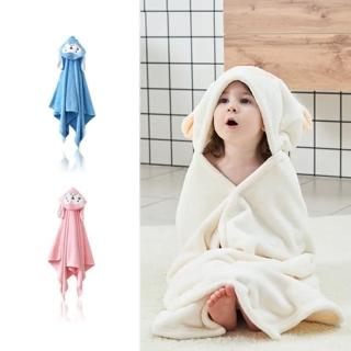 【ANTIAN】兒童珊瑚絨連帽斗篷浴巾 寶寶洗澡帶帽浴袍 吸水速乾不掉毛 70*140cm