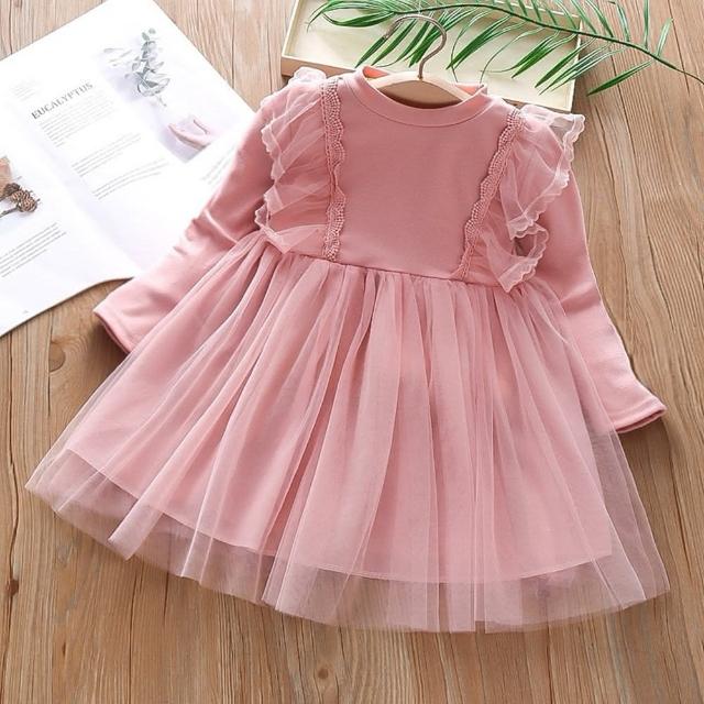 【安朵童舖】現貨韓系小洋裝女童長袖連身裙紗裙新年服可愛短裙兒童洋裝裙子(128/07/22/036/017A)
