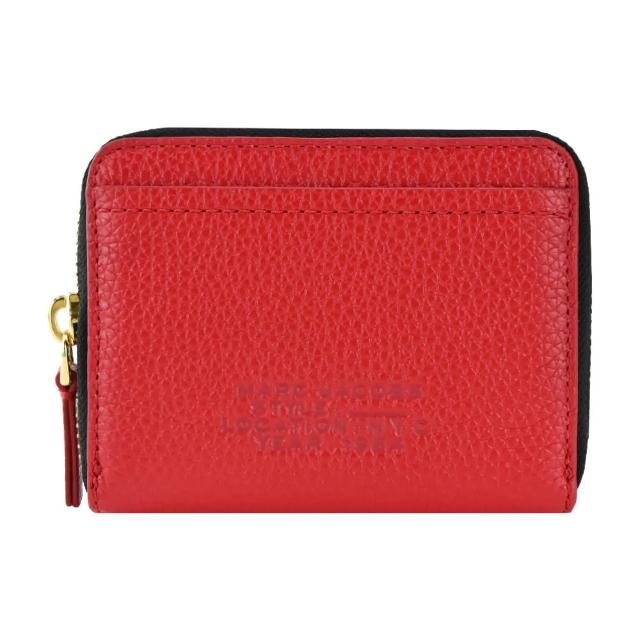 【MARC JACOBS 馬克賈伯】THE LEATHER ZIP壓印LOGO拉鍊卡片零錢包(多色選)