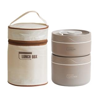 【SUNORO】日式不鏽鋼雙層保溫便當盒 便攜飯盒 餐盒(420ML+550ML+保溫袋)