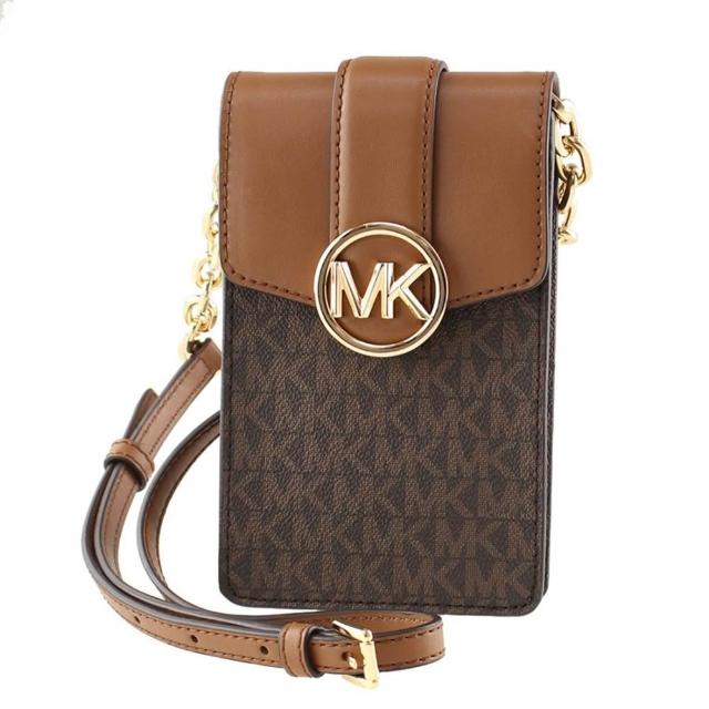 【Michael Kors】滿版LOGO皮革手機斜背包