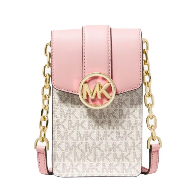 【Michael Kors】滿版LOGO皮革手機斜背包