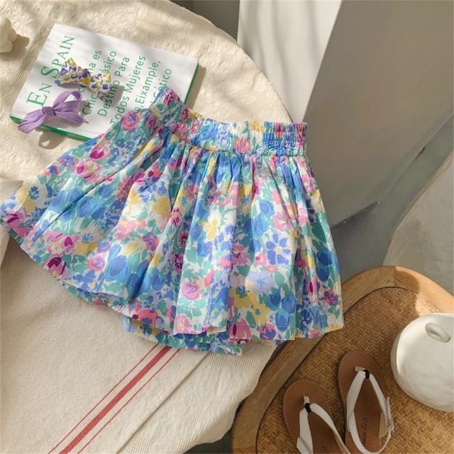 【安朵童舖】現貨韓版兒童碎花短褲裙女童花苞裙褲女寶時尚百搭裙褲短褲(027)
