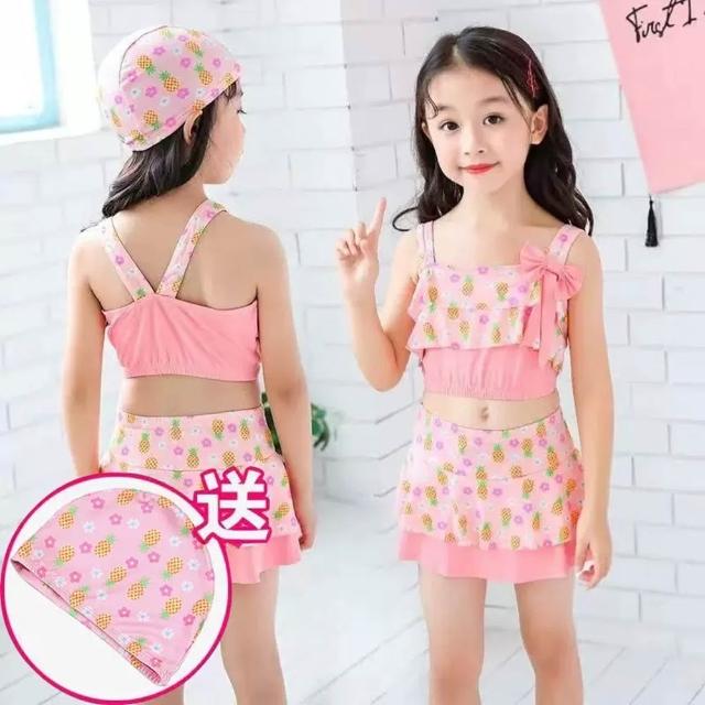 【安朵童舖】現貨韓版兒童連身泳裝泳衣女寶兩件式泳衣女童泳衣套裝(37/28/19)