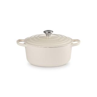 11125899 OL 【Le Creuset】典藏琺瑯鑄鐵鍋圓鍋 22 cm(杏仁奶茶-鋼頭-內鍋白)