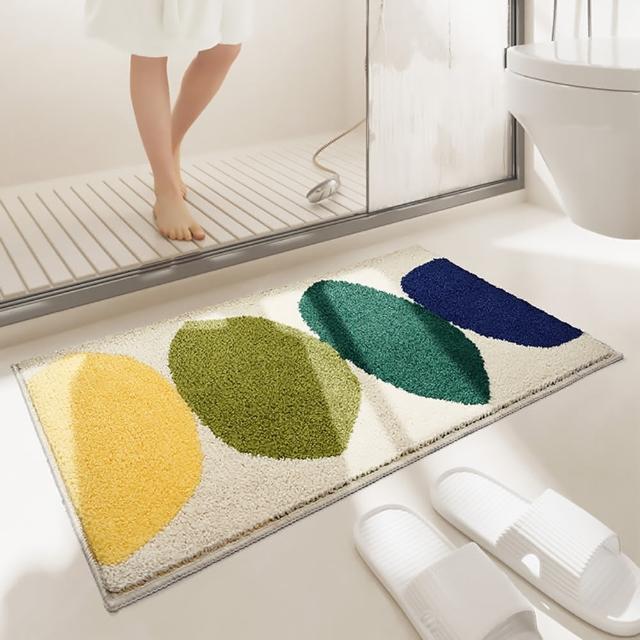 【ANTIAN】2入組 家用浴室防滑毛絨吸水地墊 衛生間彩虹腳墊 廁所門地毯 廚房防滑地墊 40*60cm