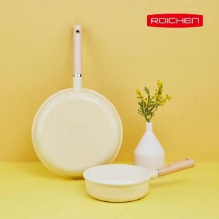 【Roichen】韓國抗菌陶瓷木柄不沾深炒鍋 20cm(IH爐/全火源適用陶瓷塗層不沾鍋)